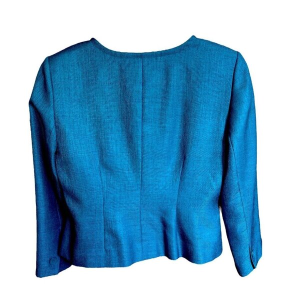 Sag Harbor Suit Womens 2 Piece Skirt Suit Peacock Deep Aqua Textured Size 14P - Picture 4 of 16